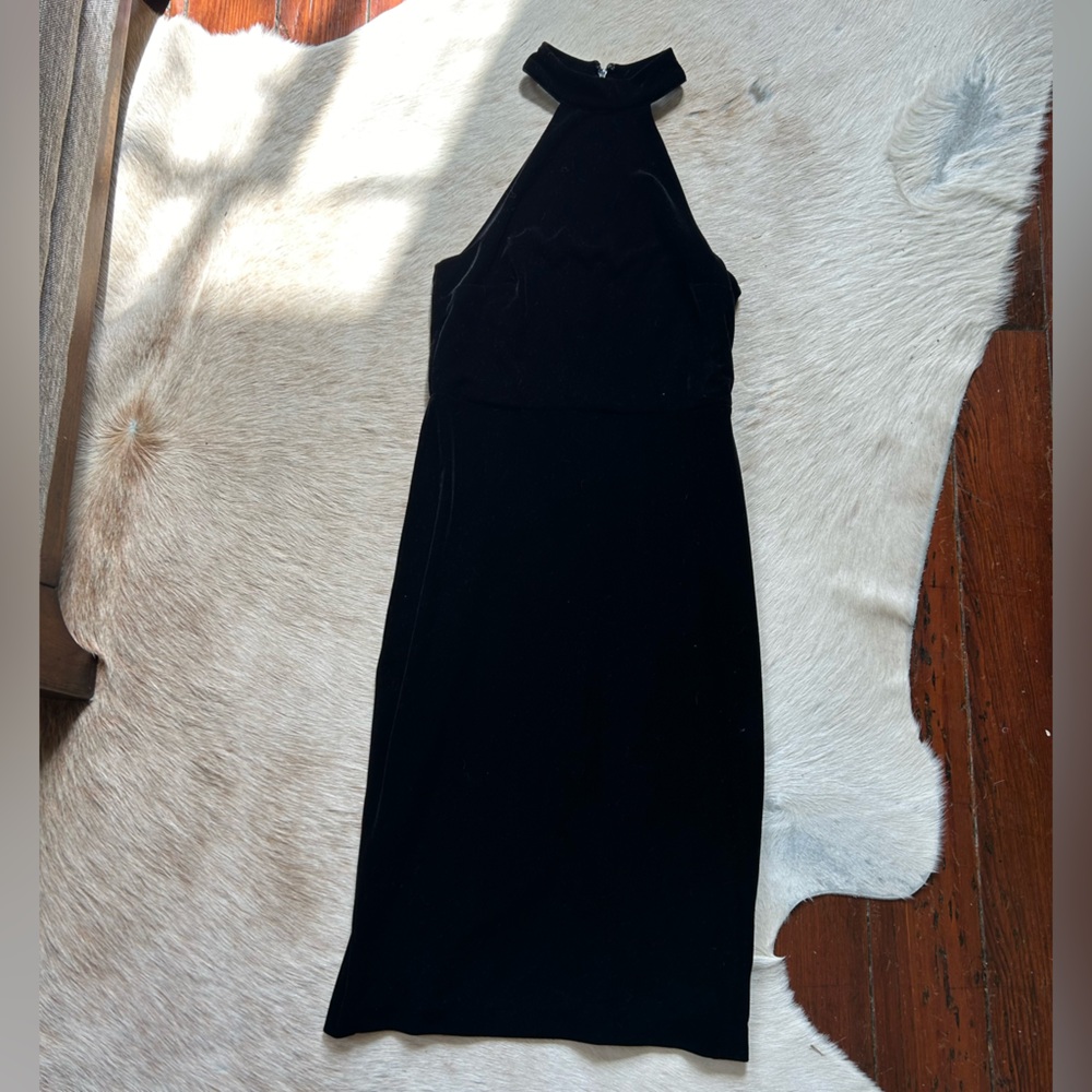Express black velvet halter dress